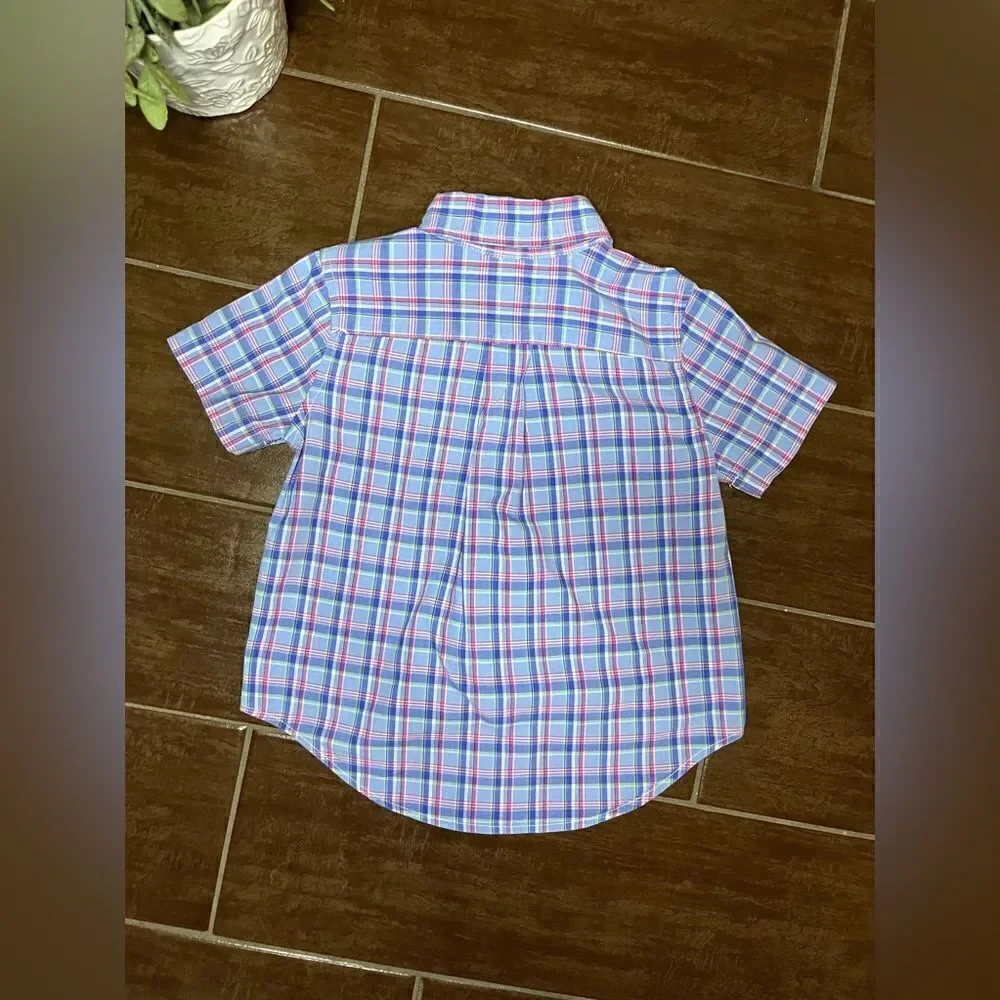 Ralph Lauren baby blue/pink/white plaid button down boys sz 2T